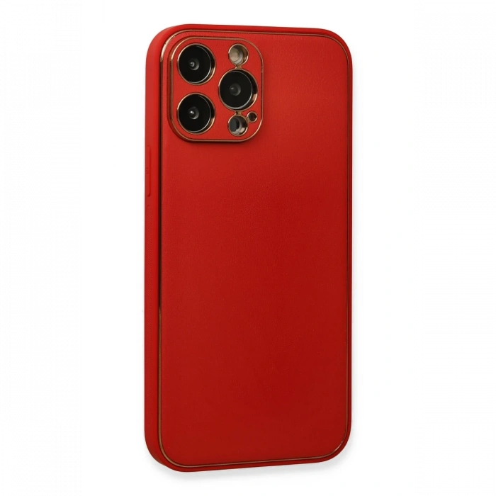 Newface iPhone 13 Pro Kılıf Coco Deri Silikon Kapak - Kırmızı