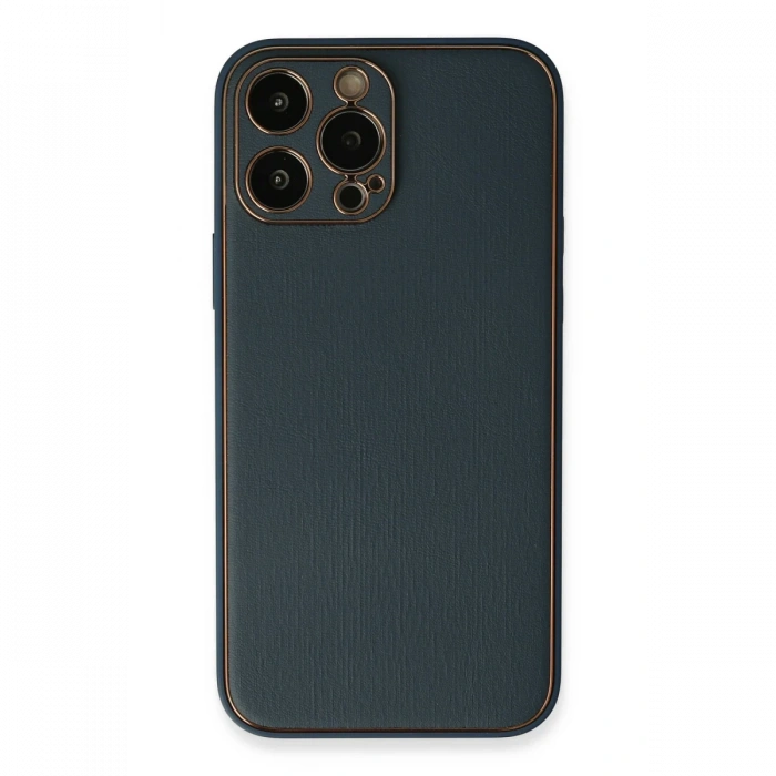 Newface iPhone 13 Pro Kılıf Coco Deri Silikon Kapak - Mavi