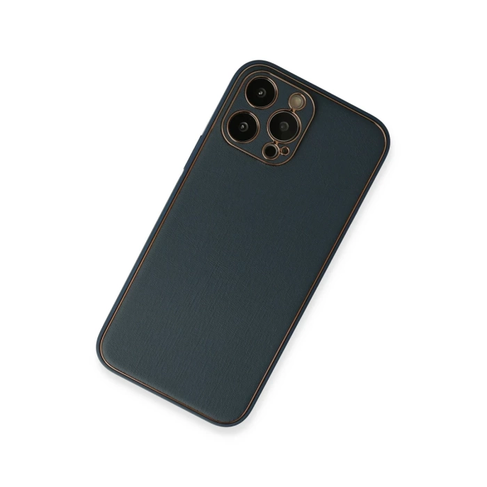 Newface iPhone 13 Pro Kılıf Coco Deri Silikon Kapak - Mavi