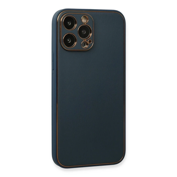 Newface iPhone 13 Pro Kılıf Coco Deri Silikon Kapak - Mavi