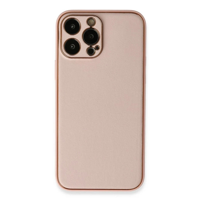Newface iPhone 13 Pro Kılıf Coco Deri Silikon Kapak - Pembe