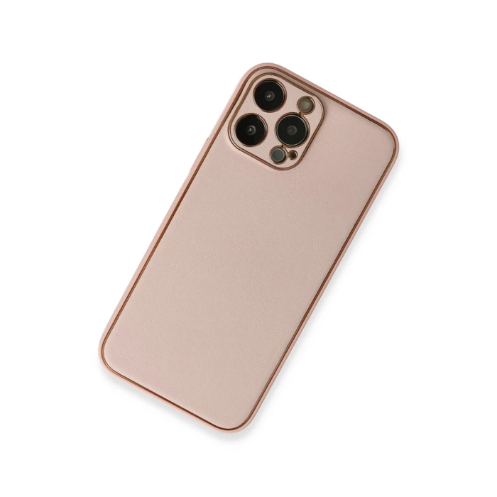 Newface iPhone 13 Pro Kılıf Coco Deri Silikon Kapak - Pembe