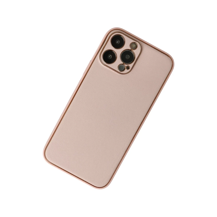 Newface iPhone 13 Pro Kılıf Coco Deri Silikon Kapak - Pudra