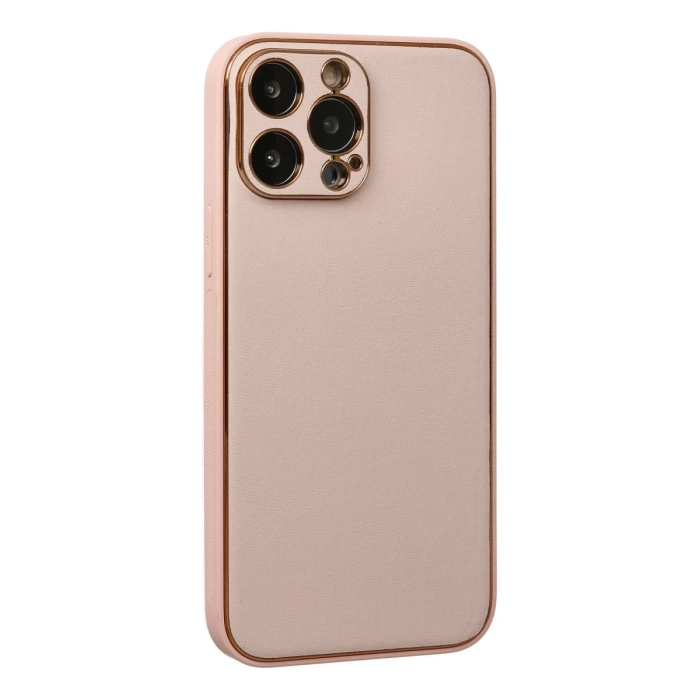Newface iPhone 13 Pro Kılıf Coco Deri Silikon Kapak - Pudra