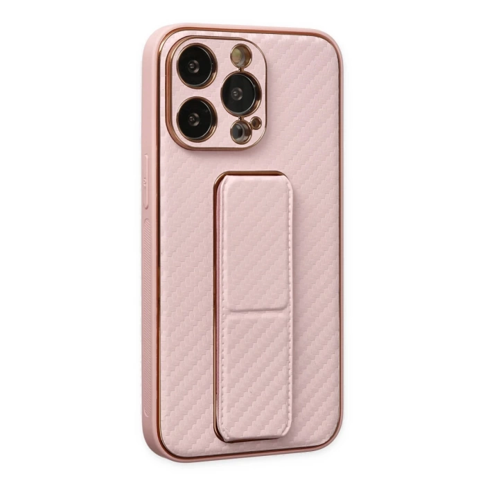 Newface iPhone 13 Pro Kılıf Coco Karbon Standlı Kapak