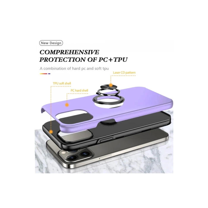 Newface iPhone 13 Pro Kılıf Elit Yüzüklü Kapak
