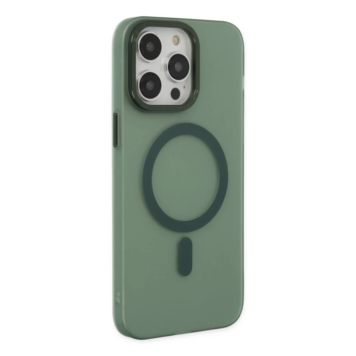 Newface iPhone 13 Pro Kılıf Lodos Magneticsafe Mat Kapak - Köknar Yeşili