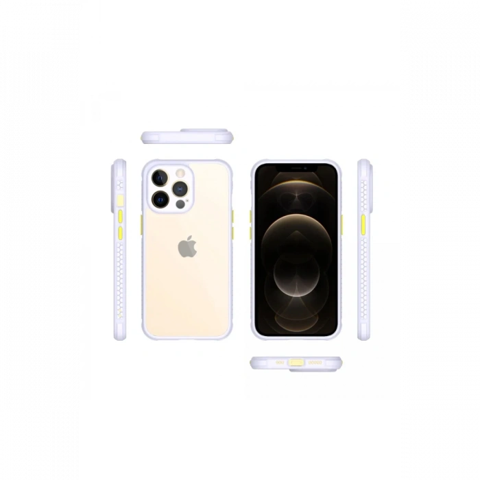 Newface iPhone 13 Pro Kılıf Miami Şeffaf Silikon - Lila