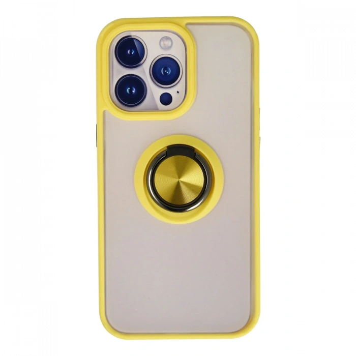 Newface iPhone 13 Pro Kılıf Montreal Yüzüklü Silikon Kapak