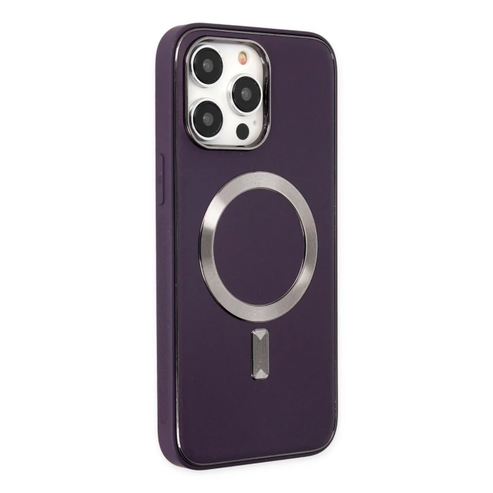 Newface iPhone 13 Pro Max Kılıf Coco Deri Magneticsafe Silikon