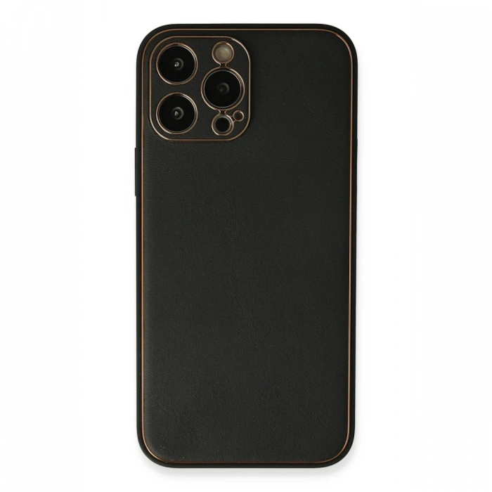 Newface iPhone 13 Pro Max Kılıf Coco Deri Silikon Kapak - Siyah
