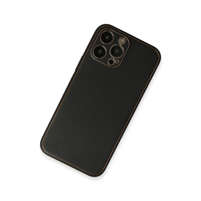 Newface iPhone 13 Pro Max Kılıf Coco Deri Silikon Kapak - Siyah