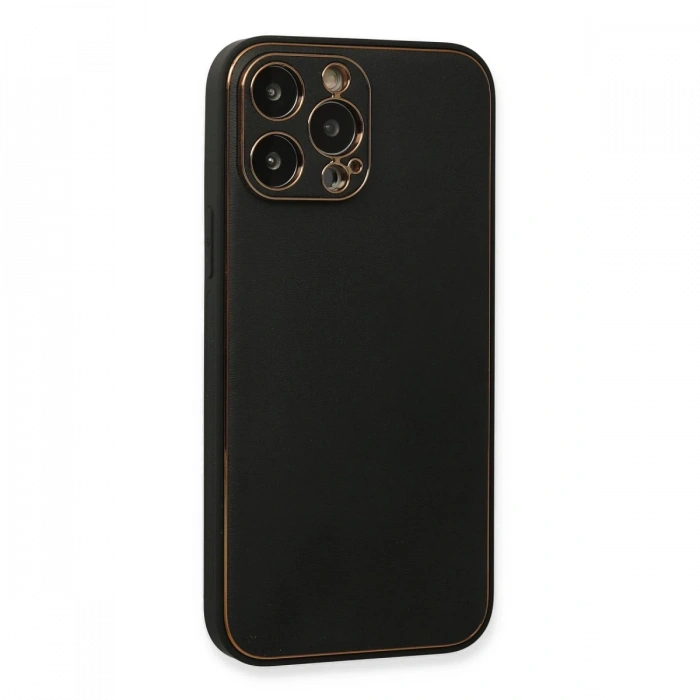 Newface iPhone 13 Pro Max Kılıf Coco Deri Silikon Kapak - Siyah