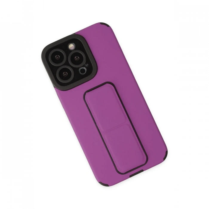 Newface iPhone 13 Pro Max Kılıf Mega Standlı Silikon - Mor
