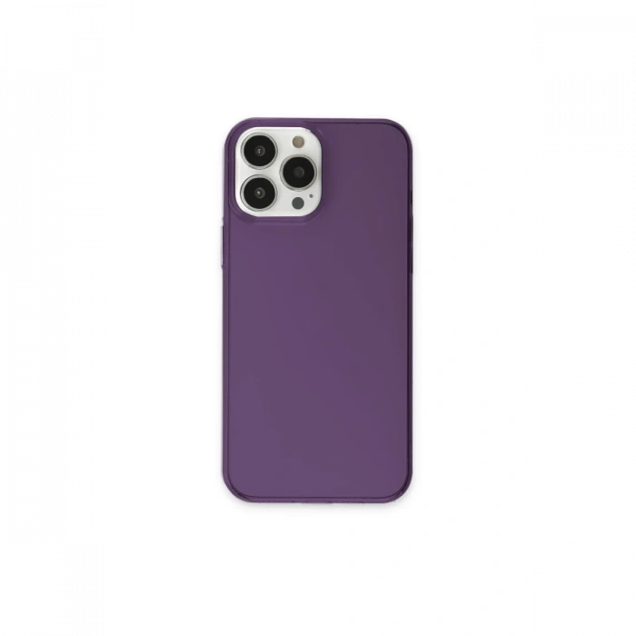 iPhone 13 Pro Max Kılıf Pc Sert Şeffaf Kapak - Mor