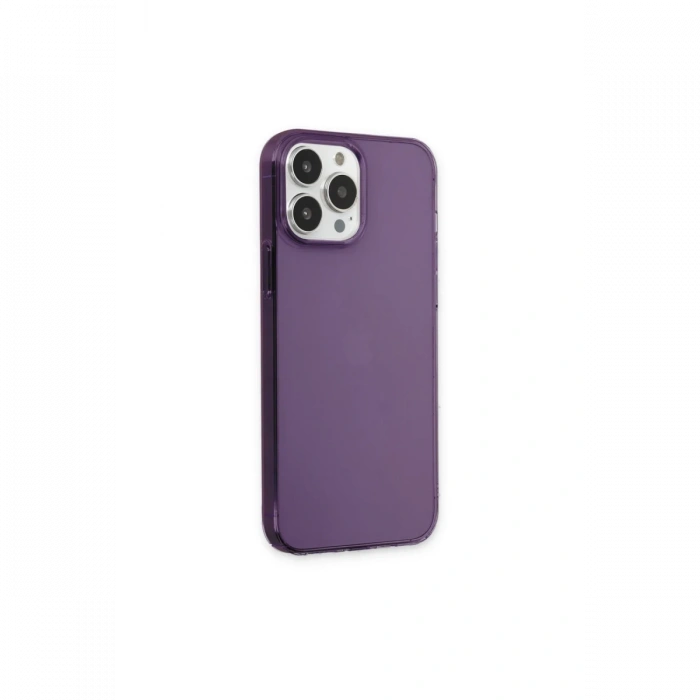 iPhone 13 Pro Max Kılıf Pc Sert Şeffaf Kapak - Mor