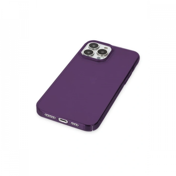 iPhone 13 Pro Max Kılıf Pc Sert Şeffaf Kapak - Mor