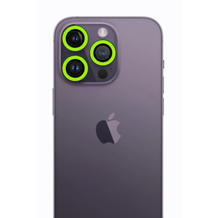 Newface iPhone 13 Pro Max Neon Fosforlu Kamera Lens - Yeşil