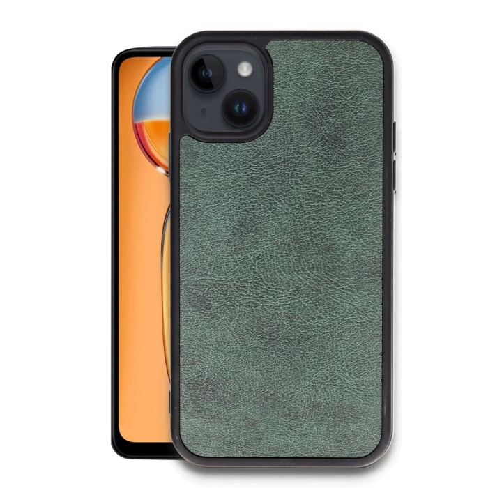 Newface iPhone 14 Kılıf Aras Deri Kapak - Koyu Yeşil