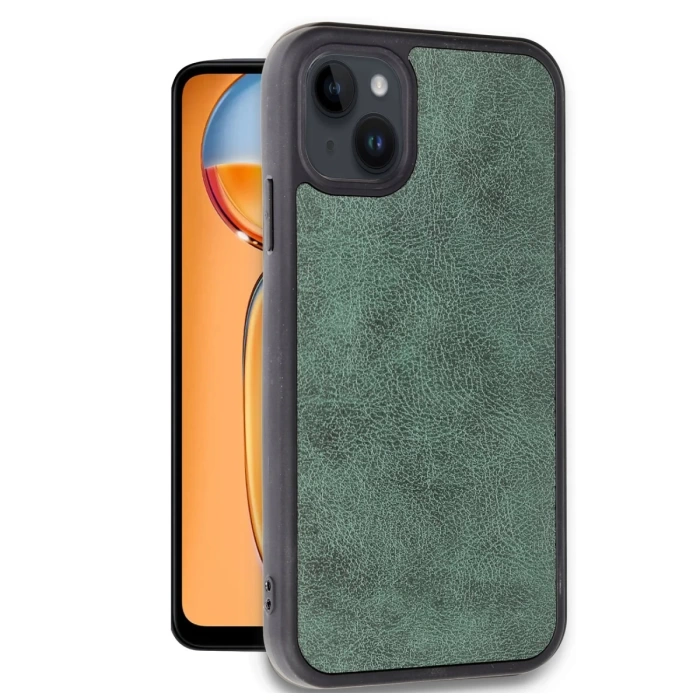 Newface iPhone 14 Kılıf Aras Deri Kapak - Koyu Yeşil