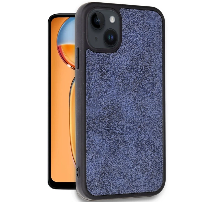 Newface iPhone 14 Kılıf Aras Deri Kapak - Lacivert