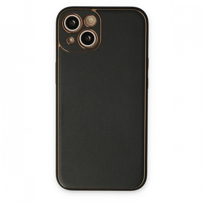 Newface iPhone 14 Kılıf Coco Deri Silikon Kapak - Siyah