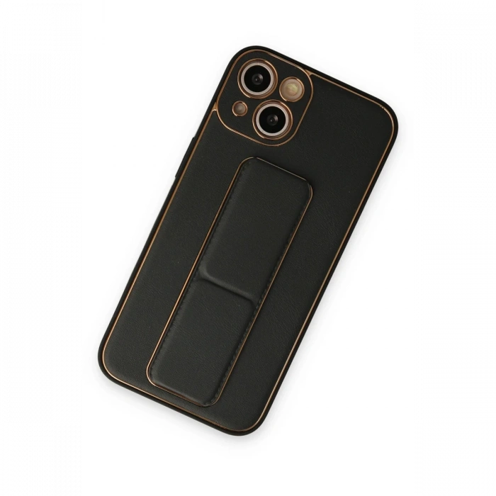 Newface iPhone 14 Kılıf Coco Deri Standlı Kapak - Siyah