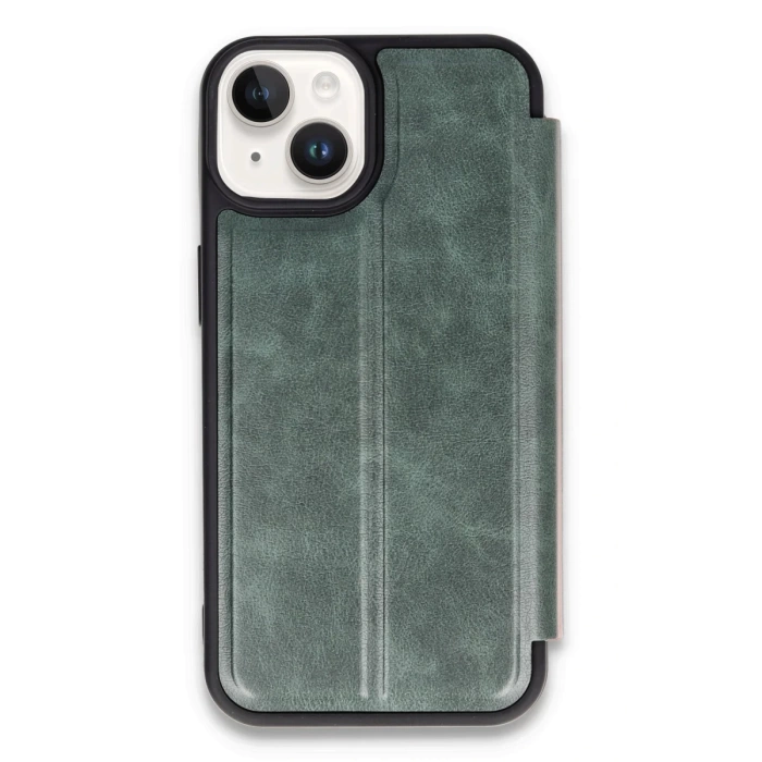 Newface iPhone 14 Kılıf Flip Cover - Koyu Yeşil