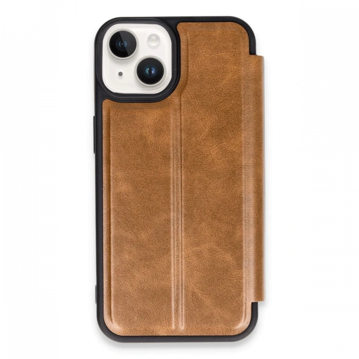 Newface iPhone 14 Kılıf Flip Cover - Taba