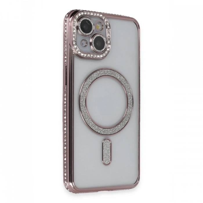 Newface iPhone 14 Kılıf Joke Simli Magneticsafe Kılıf - Pembe