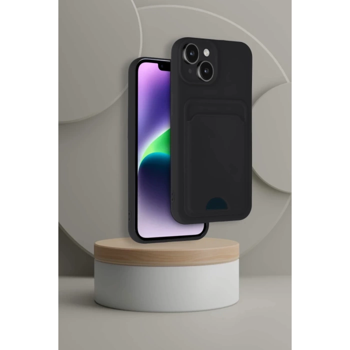 Newface iPhone 14 Kılıf Kelvin Kartvizitli Silikon - Kahverengi