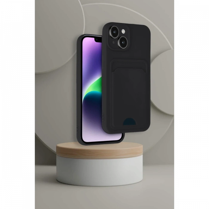 iPhone 14 Kılıf Kelvin Kartvizitli Silikon - Kahverengi