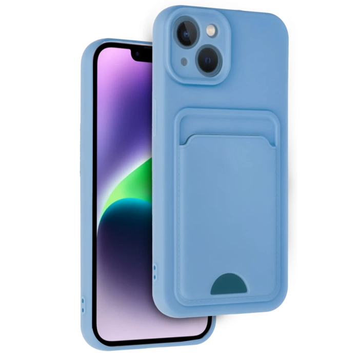 Newface iPhone 14 Kılıf Kelvin Kartvizitli Silikon - Mavi