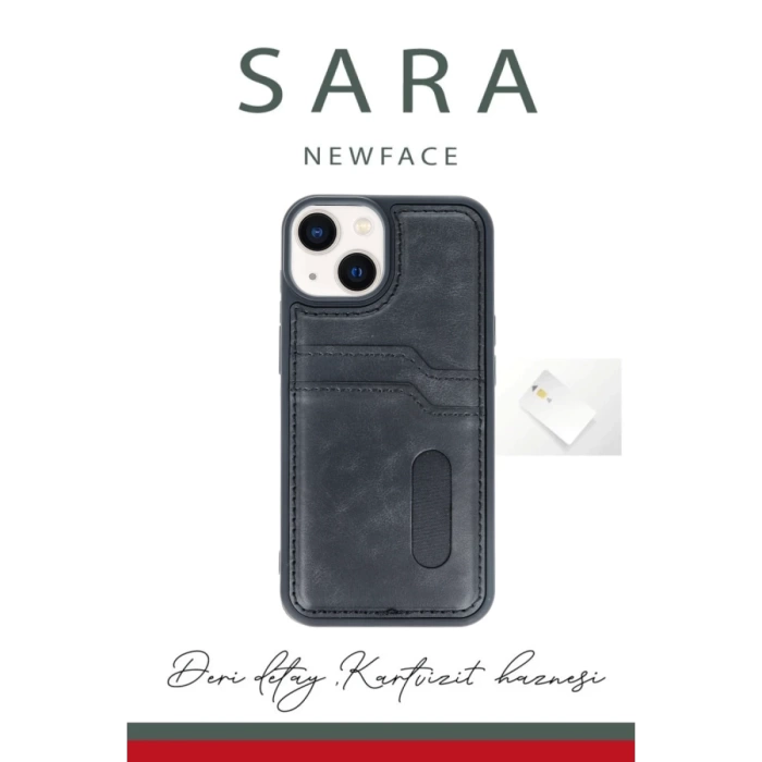 Newface iPhone 14 Kılıf Sara Kartvizitli Deri Kılıf