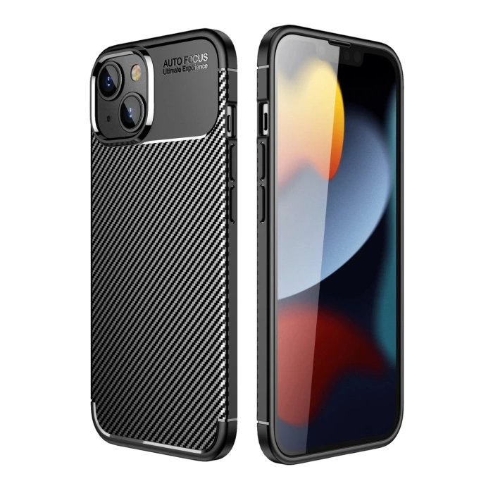 Newface iPhone 14 Plus Kılıf Auto Focus Karbon Kapak