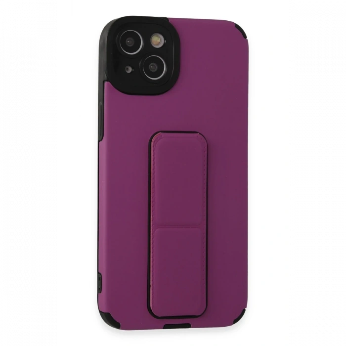 Newface iPhone 14 Plus Kılıf Mega Standlı Silikon - Mor