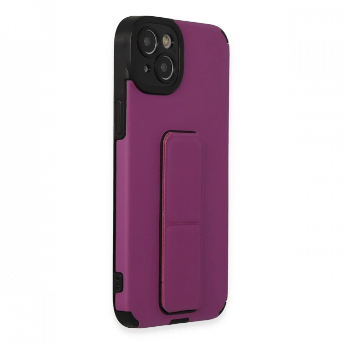 Newface iPhone 14 Plus Kılıf Mega Standlı Silikon - Mor