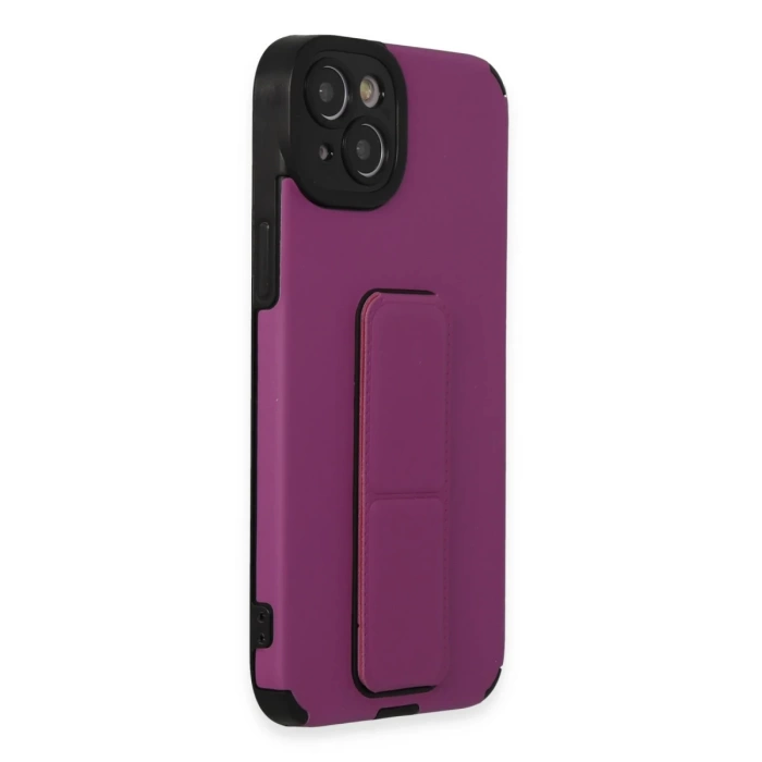 Newface iPhone 14 Plus Kılıf Mega Standlı Silikon - Mor