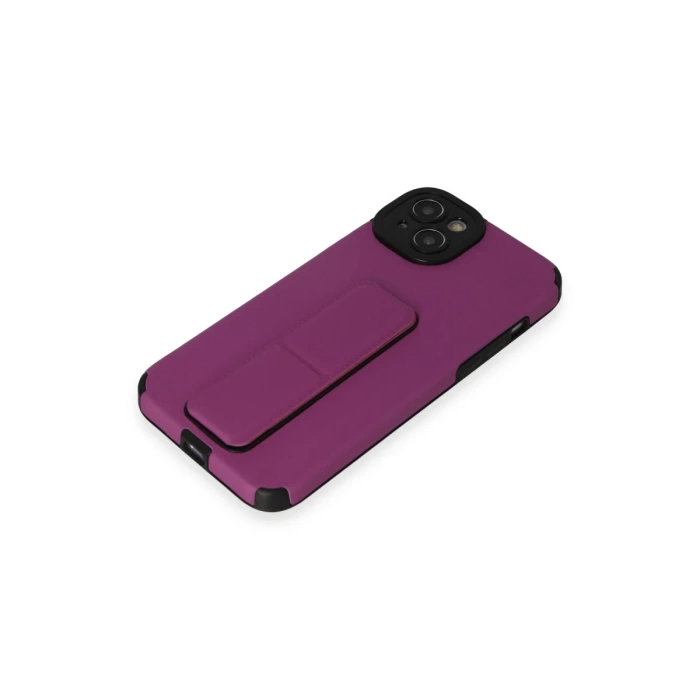 Newface iPhone 14 Plus Kılıf Mega Standlı Silikon - Mor