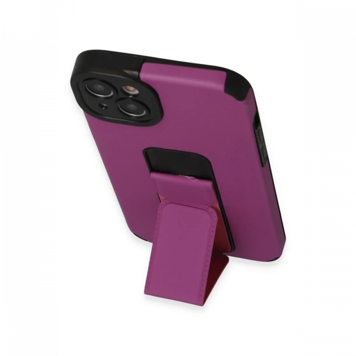 Newface iPhone 14 Plus Kılıf Mega Standlı Silikon - Mor