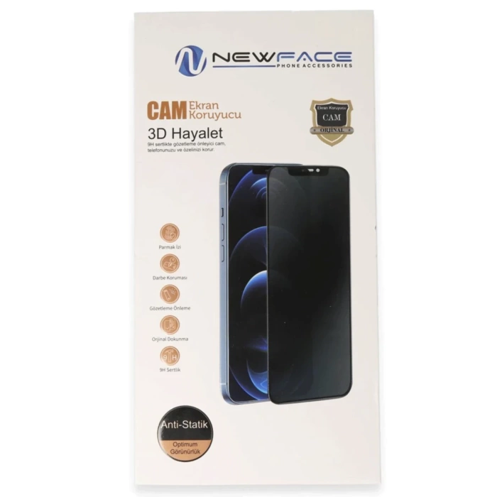 Newface iPhone 14 Pro 3D Antistatik Hayalet Cam Ekran Koruyucu