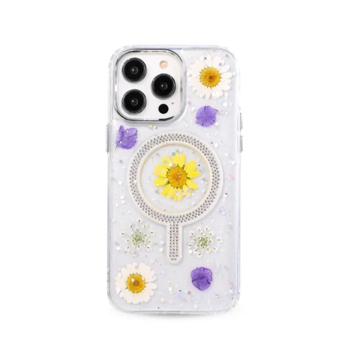 Newface iPhone 14 Pro Flower Magsafe Kapak - Sarı