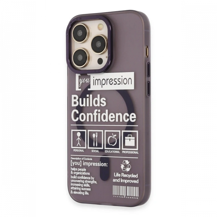 Newface iPhone 14 Pro Kılıf Apollo Magneticsafe Desenli Kapak - Apollo Mor - 6