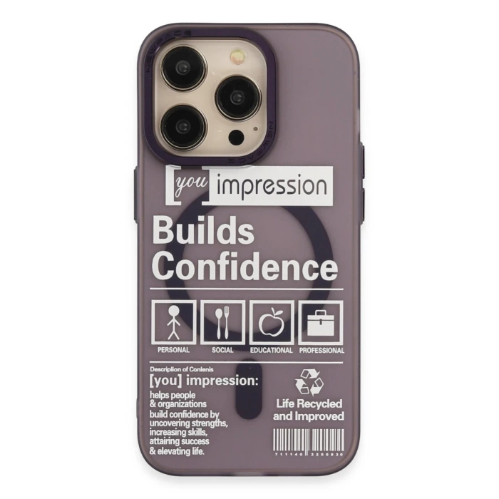 Newface iPhone 14 Pro Kılıf Apollo Magneticsafe Desenli Kapak - Apollo Mor - 6