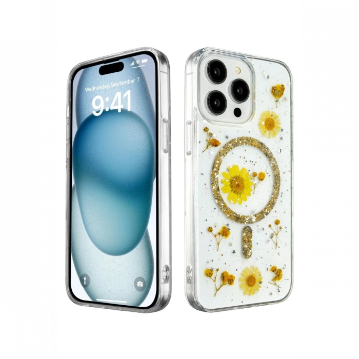 Newface iPhone 14 Pro Kılıf Daisy Simli Magsafe Kapak