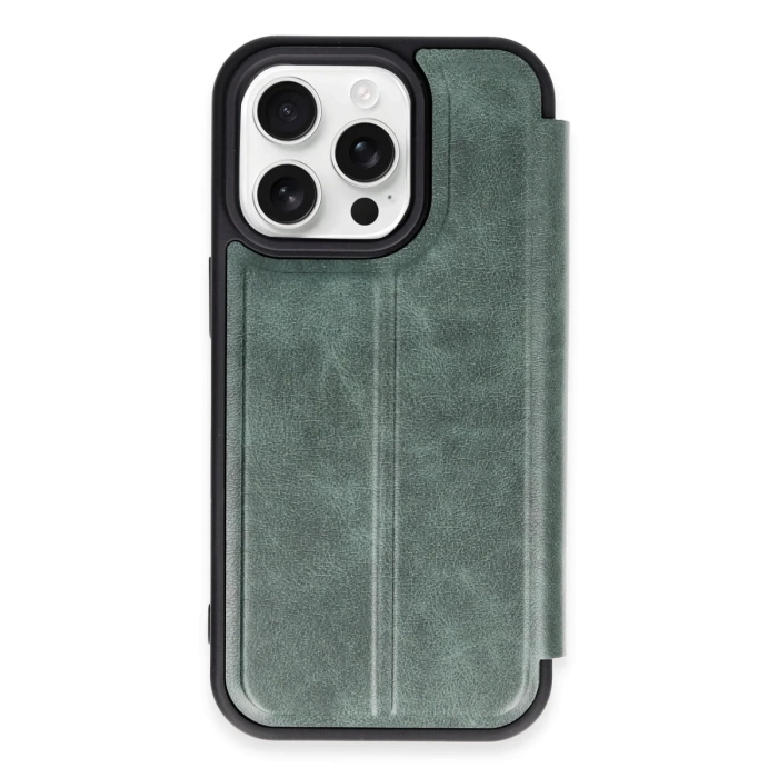 Newface iPhone 14 Pro Kılıf Flip Cover - Koyu Yeşil