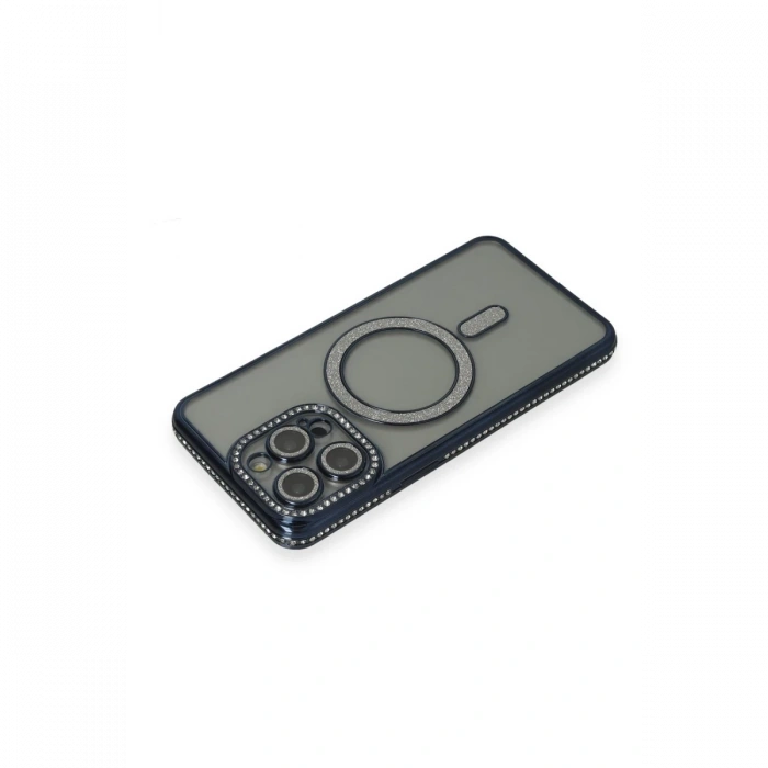 Newface iPhone 14 Pro Kılıf Joke Simli Magneticsafe Kılıf - Lacivert