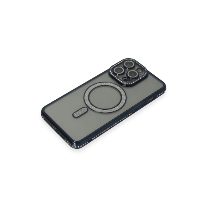 Newface iPhone 14 Pro Kılıf Joke Simli Magneticsafe Kılıf - Lacivert