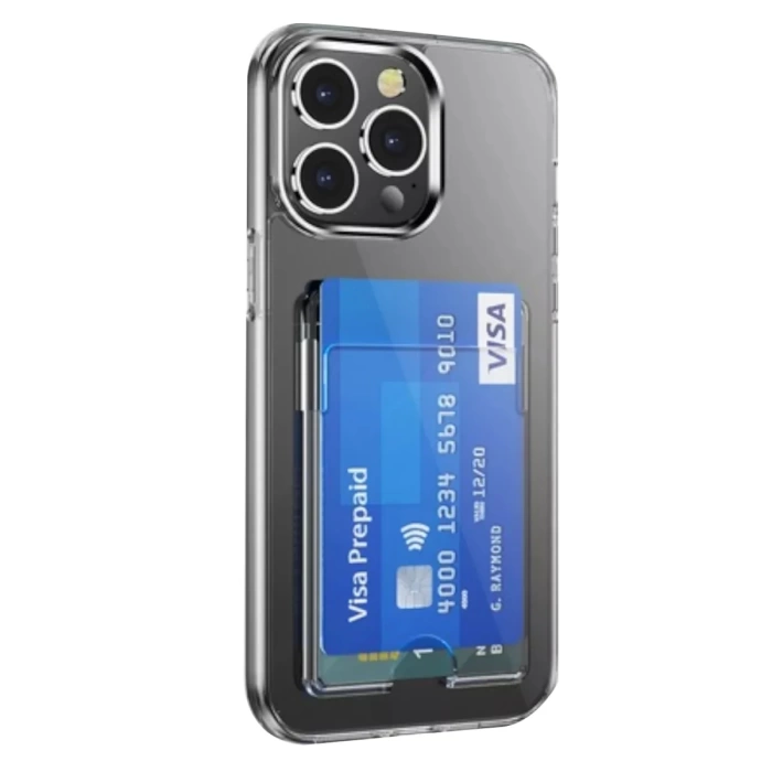 Newface iPhone 14 Pro Kılıf Kart Şeffaf Silikon - Şeffaf