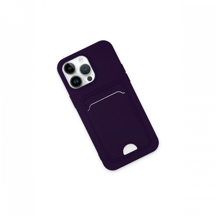 Newface iPhone 14 Pro Kılıf Kelvin Kartvizitli Silikon - Derin Mor